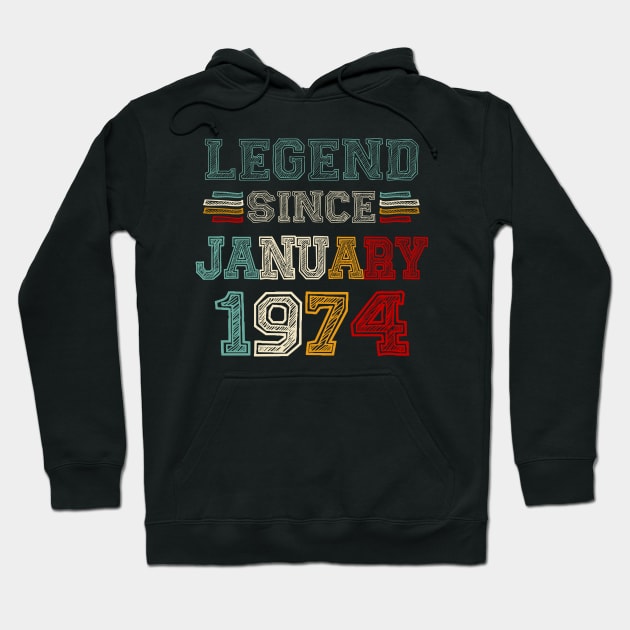 49 Years Old Legend Since January 1974 49th Birthday Hoodie by Red and Black Floral